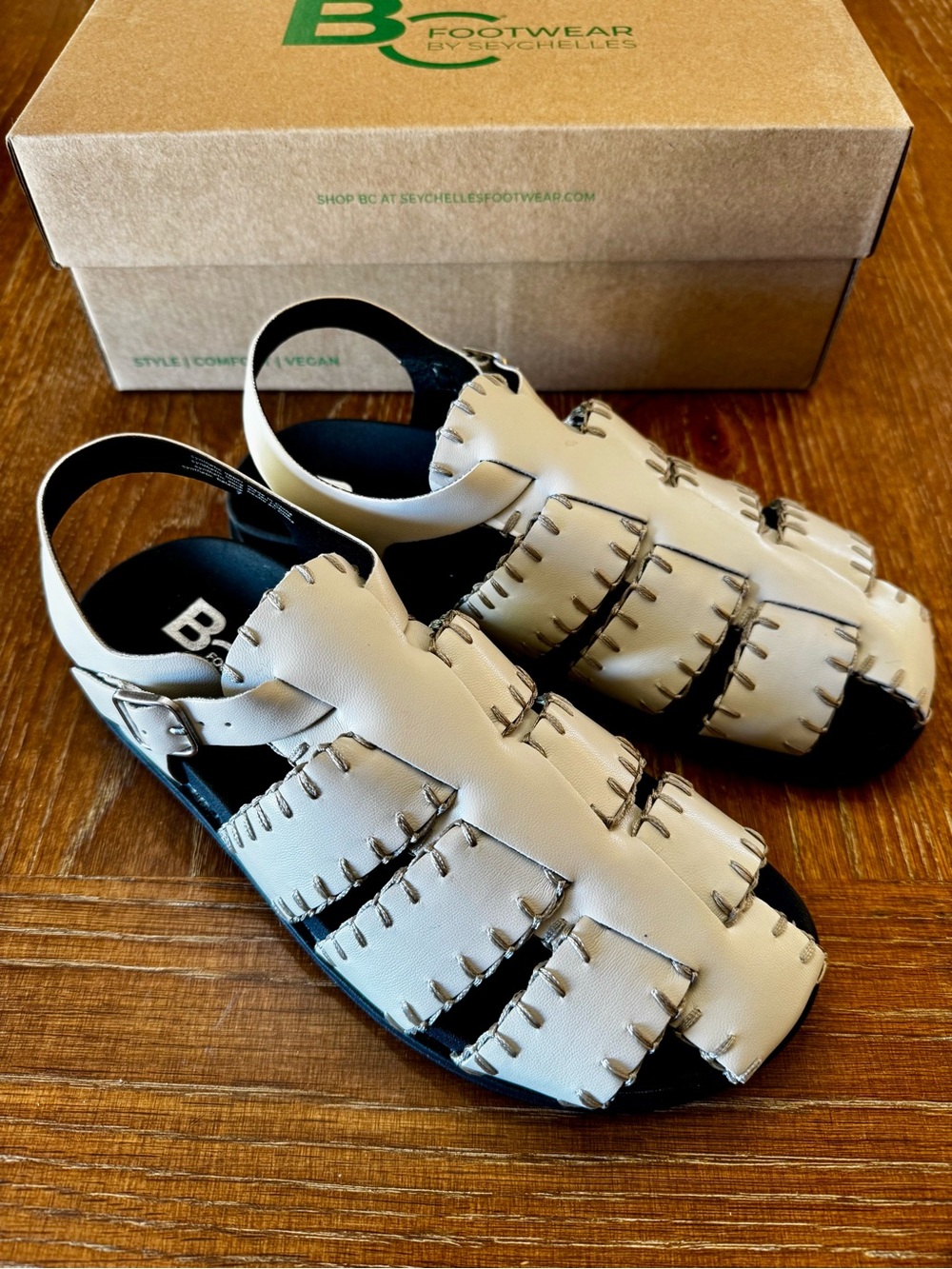 NIB off white whip stitched BC Footwear Jasmina sandal 7 - Picture 4 of 11